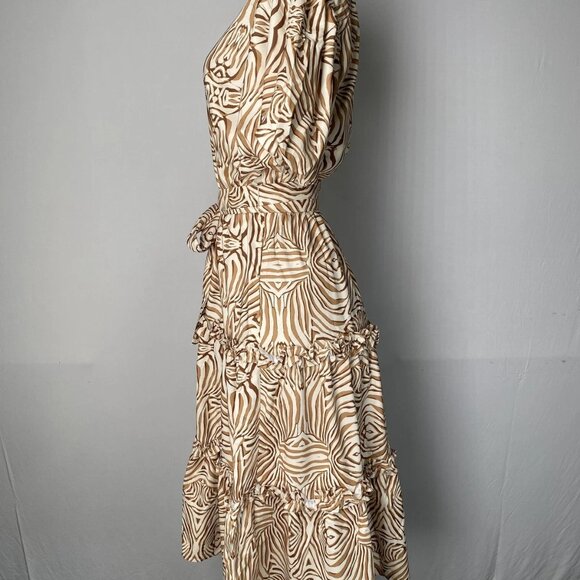 Mark & James by Badgley Mischka Women’s Macie Tiered Midi Dress – Tan Beige XSP - Picture 9 of 11